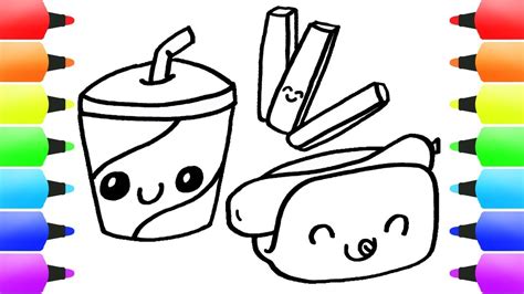 fast food junk food drawing  kids easy drawings coloring pages