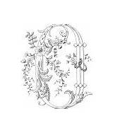 Coloring Flowered Monograms Magic Decorated Monogram Letter Flower sketch template