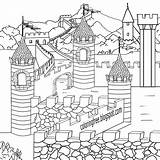 Coloring Medieval Pages Castle Drawing Clash Times Clans Kids Color Printable Dragon Dark Ages Architecture Teenagers Arthur Princess Camelot King sketch template