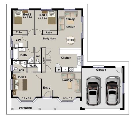 elegant  bedroom house plans  double garage  home plans design