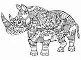 Colorier Rinoceronte Rhino Rhinoceros Vecteur Adultes Livre Adulti Vettore Papiers Peints Rhinocéros Serpent Myloview sketch template