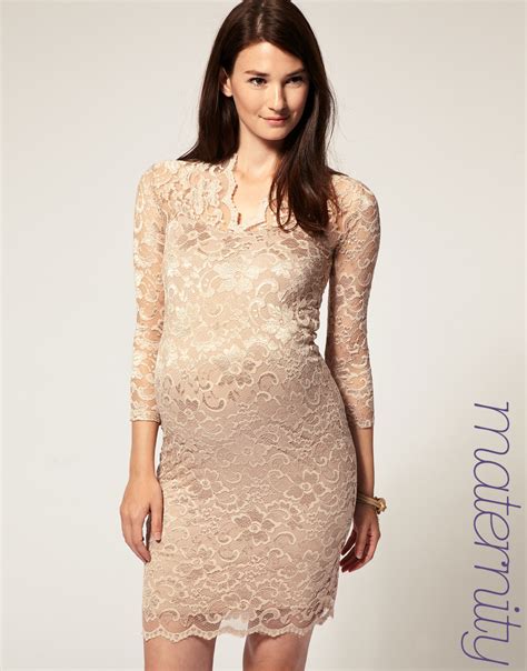 lyst asos collection asos maternity katie lace dress  natural
