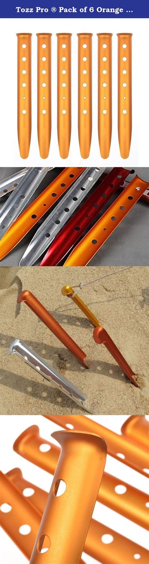 tozz pro pack   orange color aluminum tent stakes  camping trip hiking backpacking