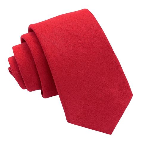 mens red suede slim tie