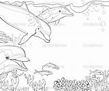 Coral Reef Coloring Dolphins Book Pages Children Illustration Dolphin Depositphotos Sea Draw Stock Only Kids Adults Printable Adult sketch template