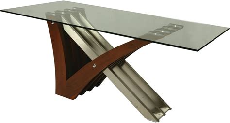 akasha dining table finish stainless steel walnut veneer