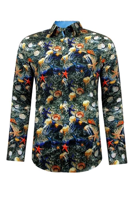 luxe satijn heren overhemd met kleurrijke print nieuwe collectie style italy