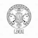 Coloring Zodiac Pages Signs Gemini Adult Sign Popular Book Symbol sketch template