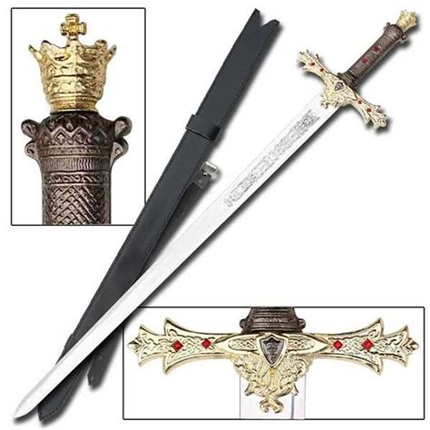 king arthurs excalibur sword gold medieval knight replica p