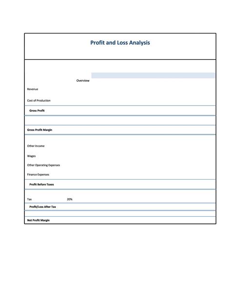 profit  loss statement  template  employed collection
