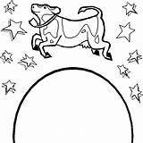 Moon Coloring Jumping Over Pages Stars Cows Cow sketch template