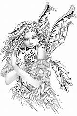 Coloring Fairy Pages Adult Printable Adults Fairies Grayscale Digital Detailed Gothic Fox Sheets Books Getdrawings Tangles Color Intricate Print Pirate sketch template