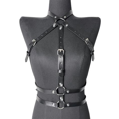 sexy bar body leather harness women bondage lingerie goth top sword