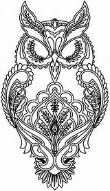 Coloring Pages Difficult Owl Adults Adult Printable Pattern Animal Color sketch template