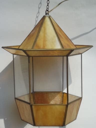 Vintage Stained Glass Hanging Lantern Light Retro Pagoda Shape Swag Lamp