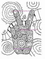 Coloring Hippie Adult Peace Retro Printable Pages Colouring Etsy Instant sketch template