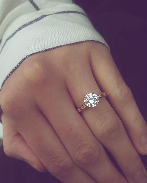 Stunning Rose Gold Diamond Engagement Ring With Dainty Detailed Diamond