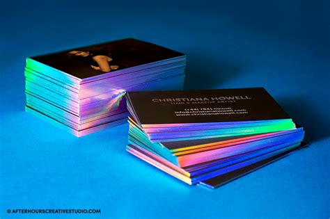 holographic foil edge business cards gilt rainbow edging