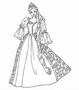 Barbie Princess Coloring Pages Doll Disney Cartoon Colouring Print sketch template