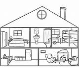 Ausmalbild Ausdrucken Coloring Puppenhaus Menschen Zuhause Kostenlos Malvorlage sketch template