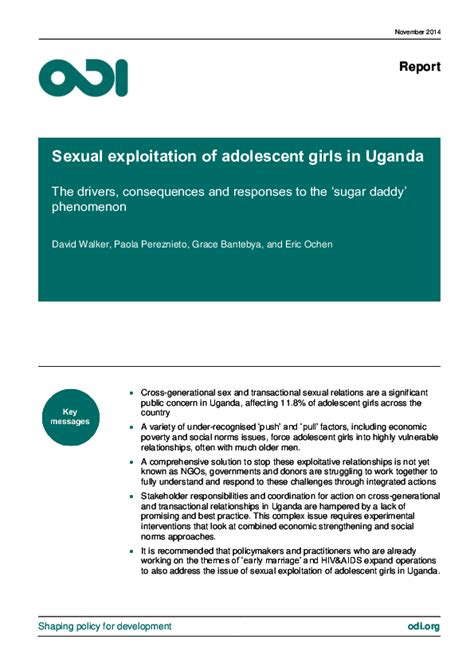 Sexual Exploitation Of Adolescent Girls In Uganda The