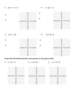 graphing absolute  functions worksheet  math  marie tpt