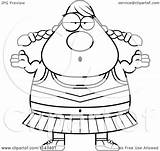 Chubby Careless Cheerleader Shrugging Clipart Cartoon Cory Thoman Outlined Coloring Vector 2021 sketch template