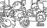 Club Puffle Coloring Penguin Party Wallpaper Wecoloringpage Pages sketch template