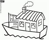 Houseboat House Drawing Boat Clipart Boats Coloring Pages Colouring Printable Clip Color Preschool Simple Ship Clipground Drawings Oncoloring sketch template