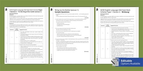 aqa language paper  questions   exam practise bundle