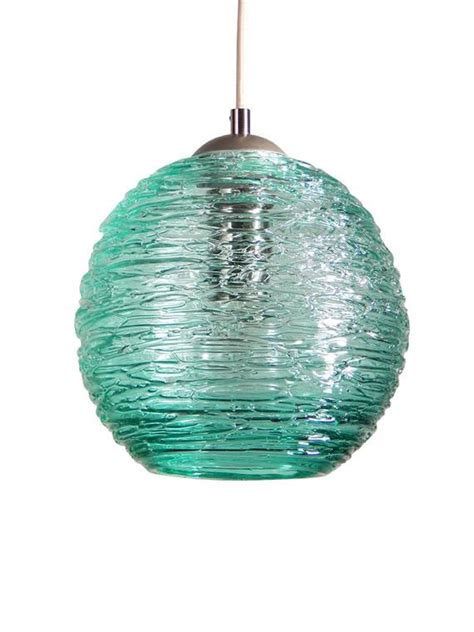 teal glass pendant light hand blown glass kitchen lighting etsy