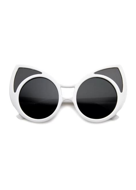 White Oversized Cat Eye Sunglasses Attitude Clothing