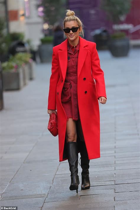Ashley Roberts Commands Attention In Bold Red Coat And Coordinating