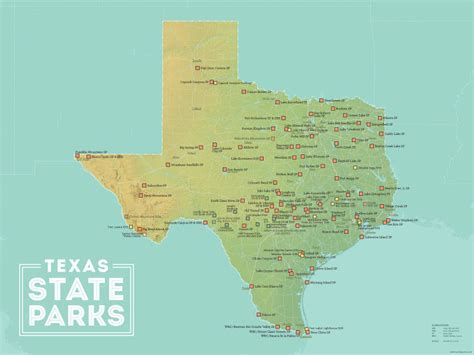 texas state parks map  poster  maps