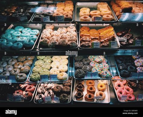 donut shop window display stock photo royalty  image  alamy