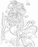 Coloring Mermaid Pages Adult Getdrawings Getcolorings Adults sketch template