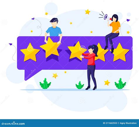 klanten beoordelen concept mensen die vijf sterren beoordelen en positieve feedback bekijken