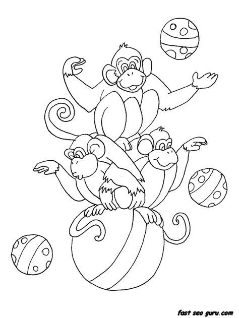 printable circus monkeys coloring pages