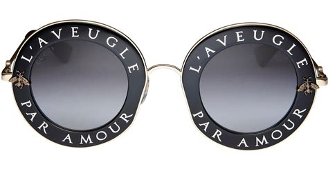 gucci blind for love round sunglasses in black lyst