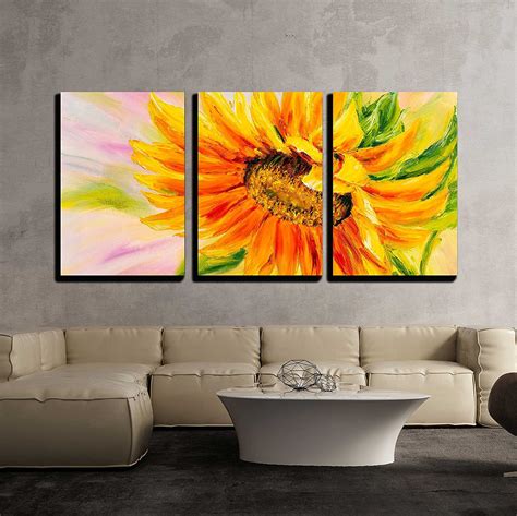 wall  piece canvas wall art sunflower oil painting  canvas modern home decor stretched