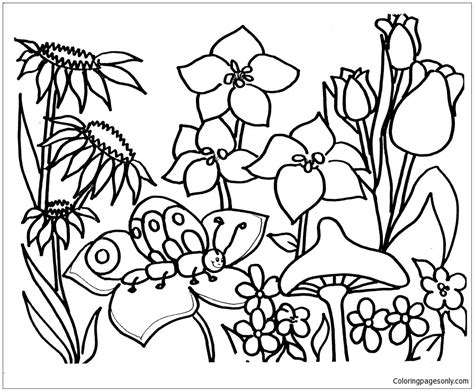 flower garden  coloring page  printable coloring pages