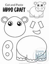 Hippo Paste Preschoolers Toddler Puppet Simplemomproject Kindergarteners sketch template