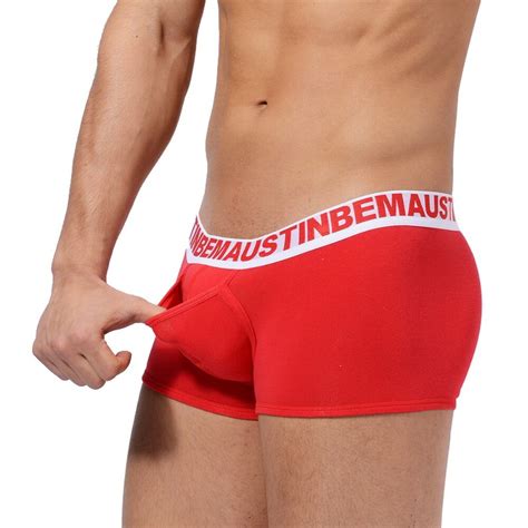 2pcs Red Men Underwear Patchwork Soft Boxer Breathable Smooth Men Sexy