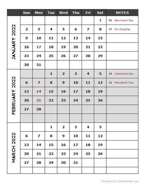 quarterly calendar template  printable templates