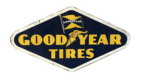 vintage original late  goodyear tire double sided porcelain