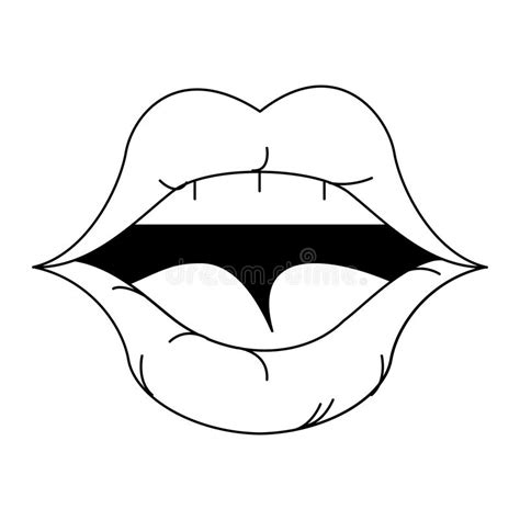 retro lips makeup cartoon in black and white vektor abbildung