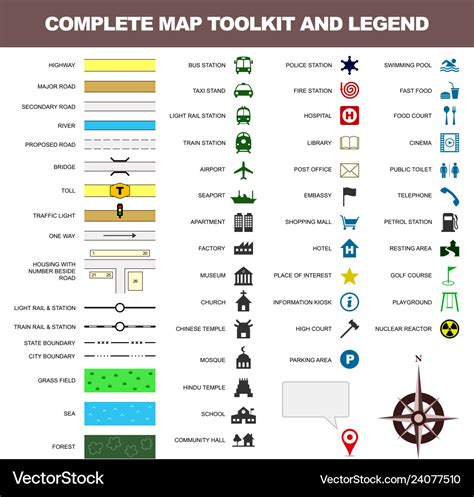 map icon legend symbol sign toolkit element  vector image