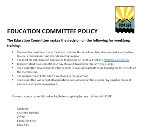 education committee cupe