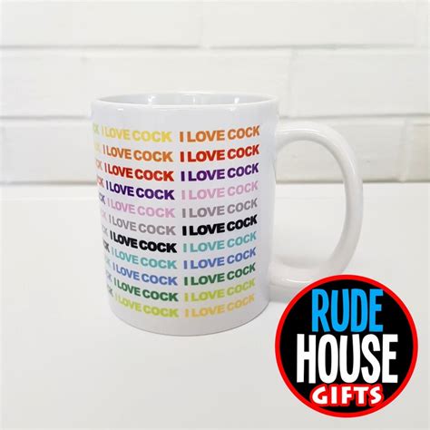 i love cock mug by rude house ts colourful handmade funny etsy