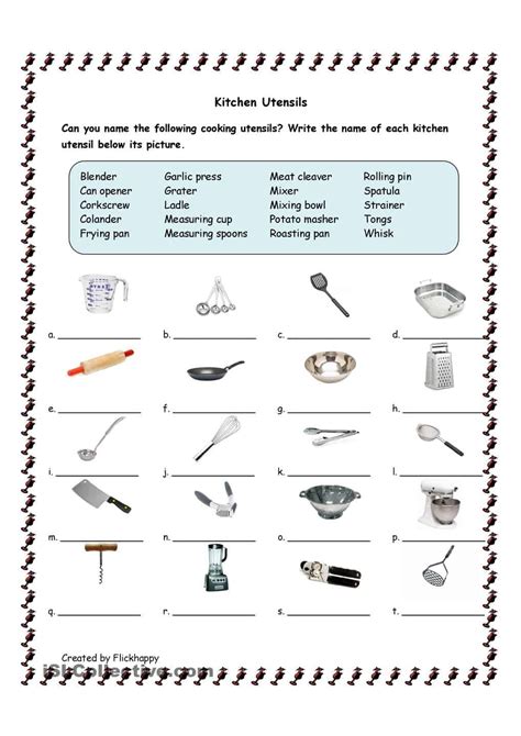 kitchen utensils printable